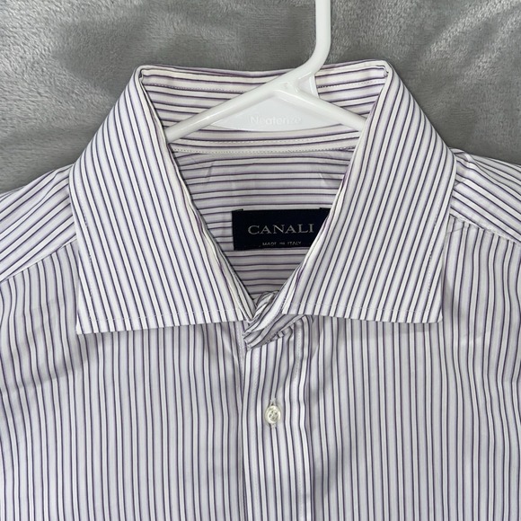 Canali Other - Canali Dress Shirt men's 15.75 40 Button Up Striped Cotton Casual Long Sleeve